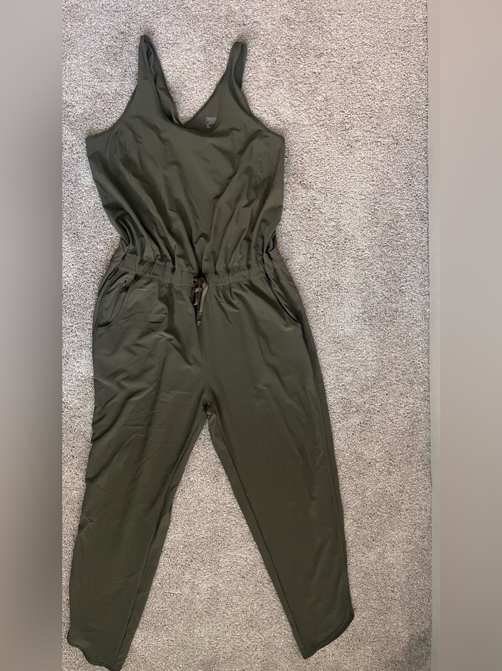 Patagonia Olive Green Women's Jumpsuit - Relaxed Drawstring Waist